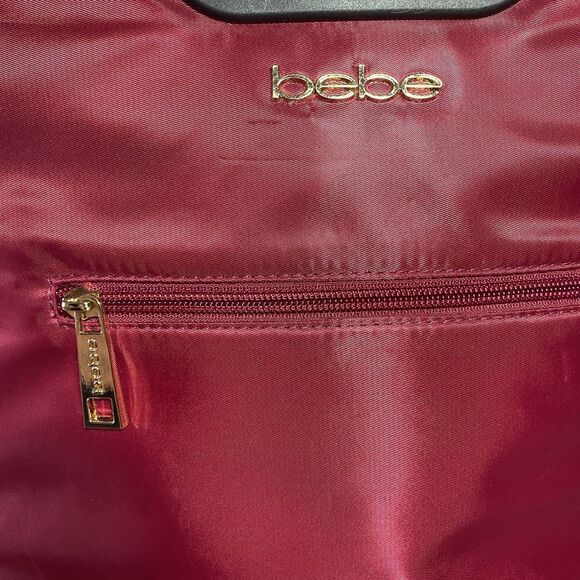 BEBE Tanya Lunch Bag Insulated Pocket Top Handle Snack Gym Office Work Red - Picture 9 of 13